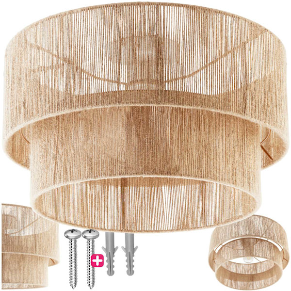 tectake Loftlampe Lignea Lux af jute i boho-stil, 40W Brown