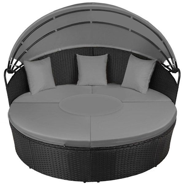 Rund daybed i polyrattan Santorini - sort Black