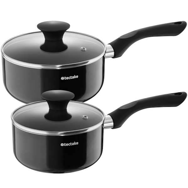 tectake Grydesæt Varese, aluminium med glaslåg, 15-dele Black