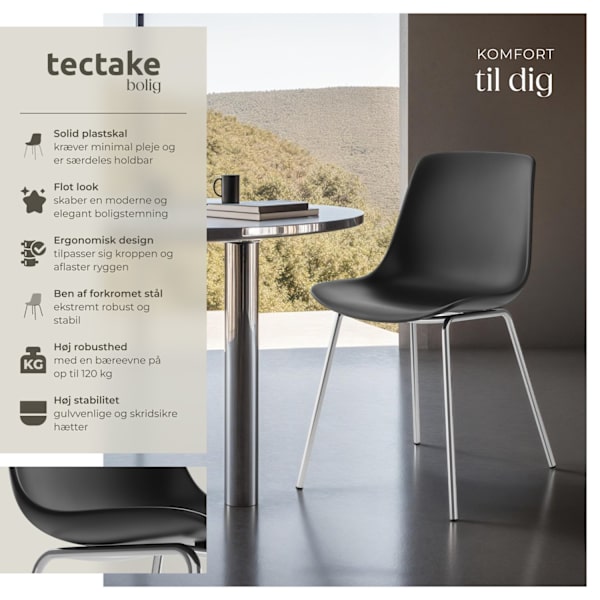 tectake Stol Mawe, ergonomisk, 120 kg -  sort/krom sort/krom