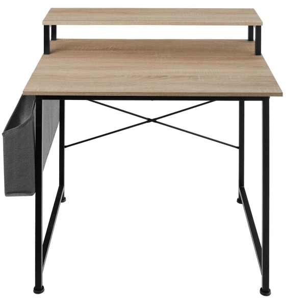 tectake Skrivebord med hylde og stofpose -  Industrielt lyst træ Light brown