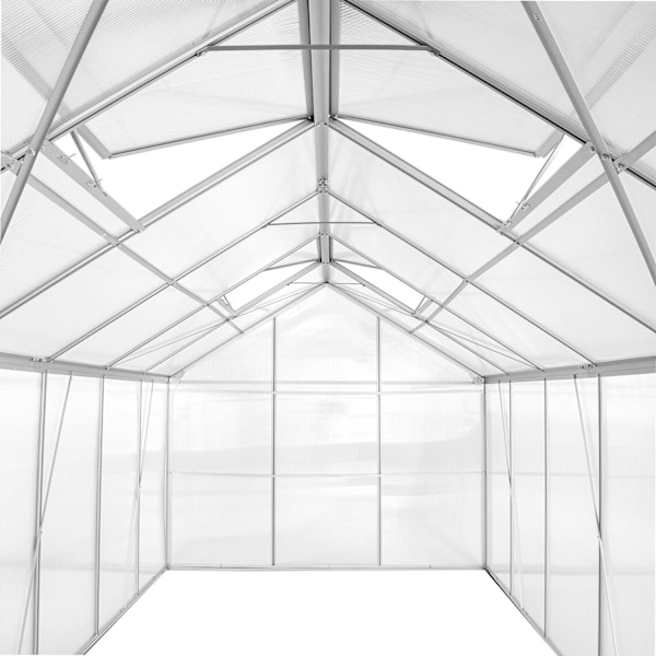 tectake Drivhus af aluminium, UV-bestandig, 185x375x195cm Transparent
