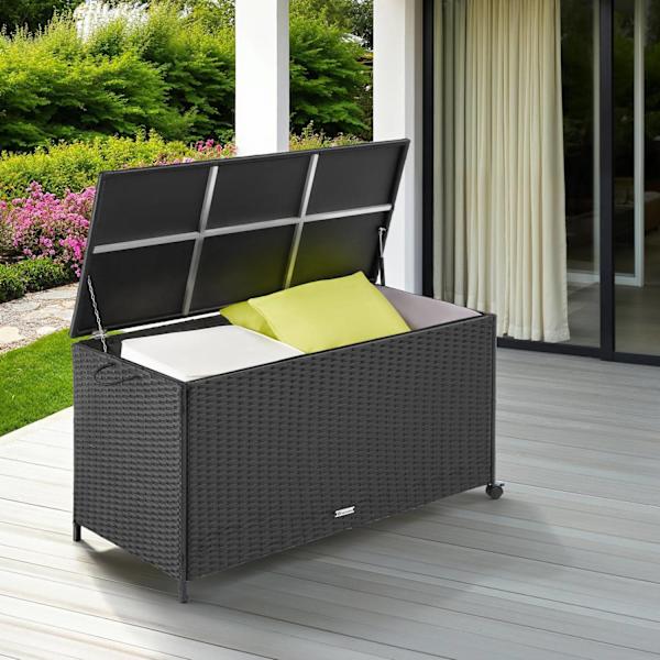 tectake Hyndeboks med aluminiumsramme og hjul 297L, 117x54x64cm -  sort Black