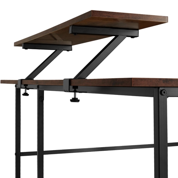 tectake Skrivebord Melrose 140x130x76,5cm -  Industrielt mørkt t Dark brown