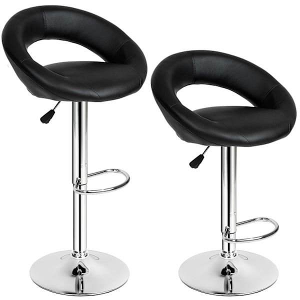 tectake Sæt med 2 barstole 63-83cm Black