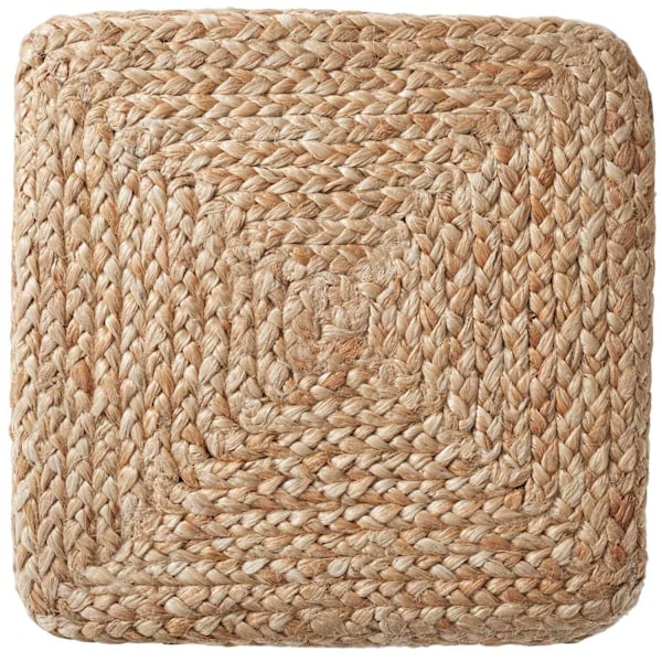 tectake Håndlavet puf Banno Cube i jute, firkantet, boho-stil Beige