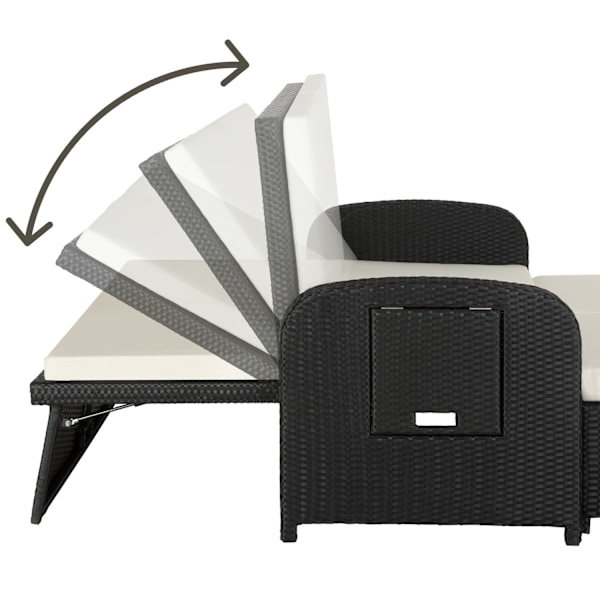 tectake Polyrattan havesofa Kreta med overtræk -  sort Black