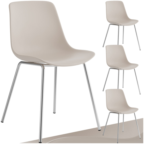 tectake Stol Mawe, ergonomisk, 120 kg -  taupe/krom taupe/krom