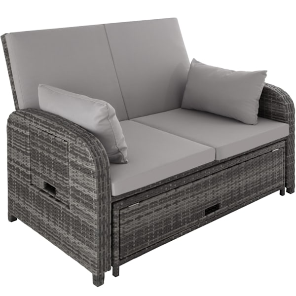 tectake Polyrattan havesofa Kreta med overtræk -  grå Grey