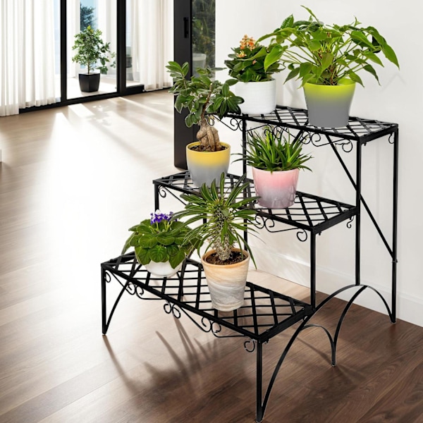 tectake Plantetrappe med 3 trin ca. 60x60x60cm Black