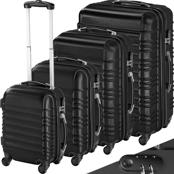 tectake Kufferter, sæt med 4 dele -  sort Black one size