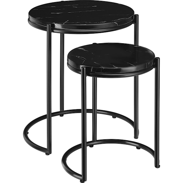 Sidebord Ellsa, marmorplade, stålramme - sort/sort,Sæt med 2 stk. Black