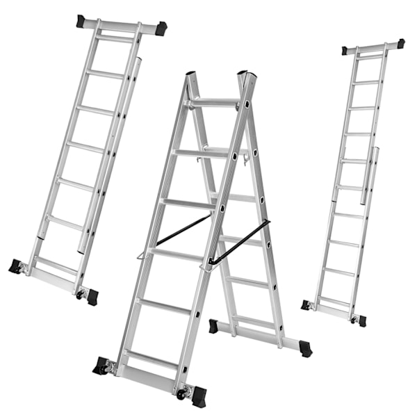 tectake 4-i-1 kombineret stillads og stige Silver