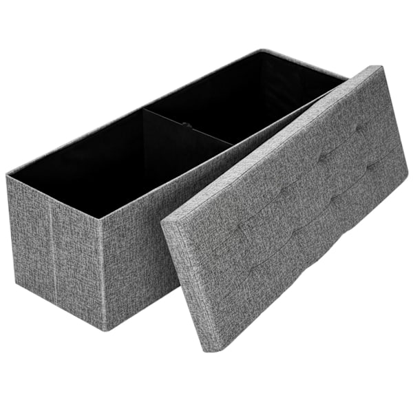 tectake Foldbar puf med opbevaring 110x38x38cm -  lysegrå Light grey