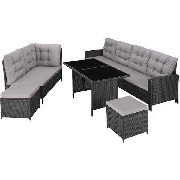 tectake Polyrattan havemøbelsæt Barletta -  sort Black