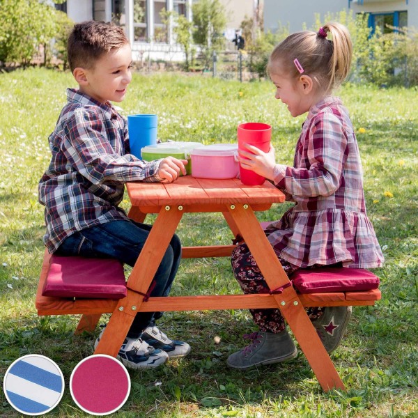 tectake Picnicbord med hynder til børn -  blå//hvid White