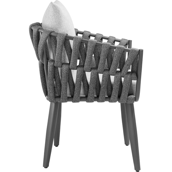 tectake Stol Lugano, sæt med 2 stk., i reb-design med aluminiumsstel Graphite grey