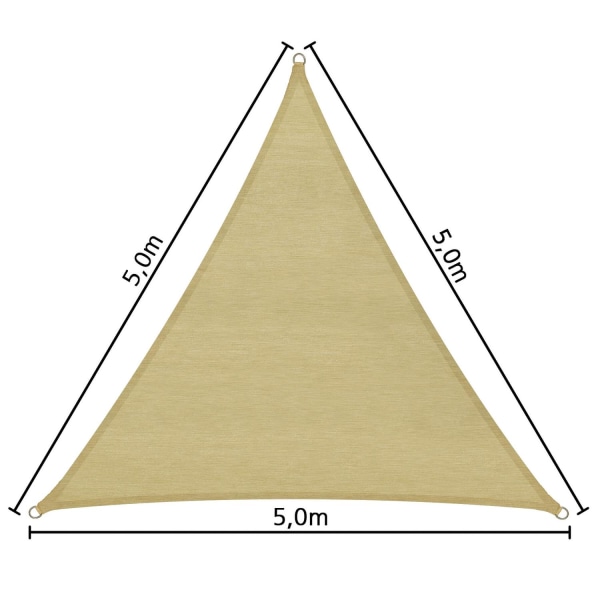 tectake Solsejl trekantet, beige - 500 x 500 x 500 cm 500 x 500 Beige