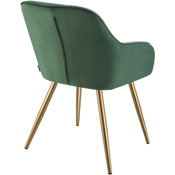 tectake Stol Marilyn, velour, quiltet -  mørkegrøn/guld Dark green