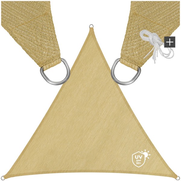 tectake Solsejl trekantet, beige - 400 x 400 x 400 cm 400 x 400 x 400 cm Beige