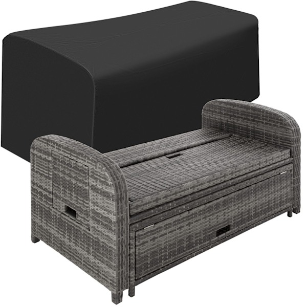 tectake Polyrattan havesofa Kreta med overtræk -  grå Grey