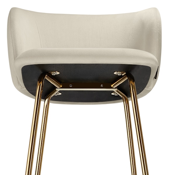 Barstol Luana, med rygstøtte, velour look - creme/guld,Sæt med 6 stk. creme/guld