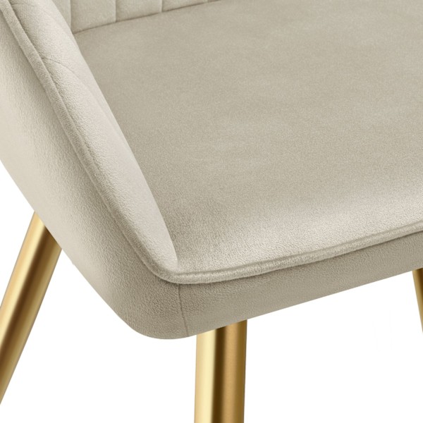 tectake Stol Marilyn, velour, quiltet -  creme/guld creme/guld