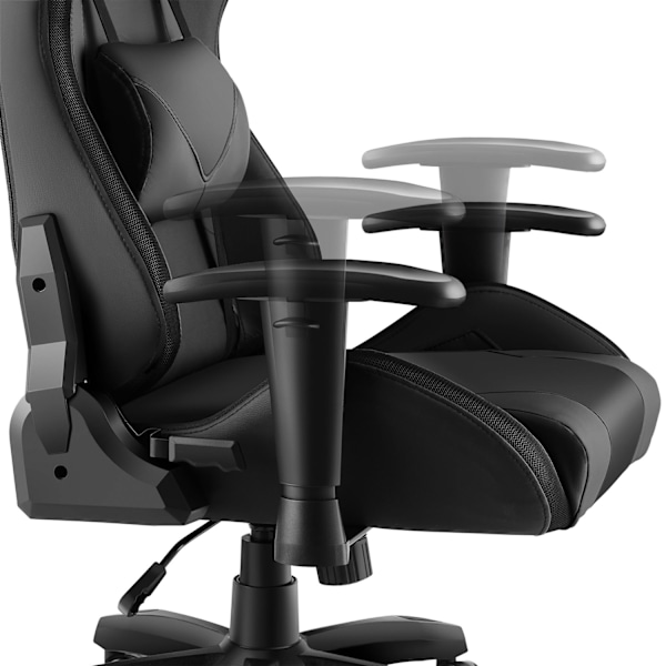 tectake Gamerstol Tartaros, LED, massagefunktion -  sort/sort Black