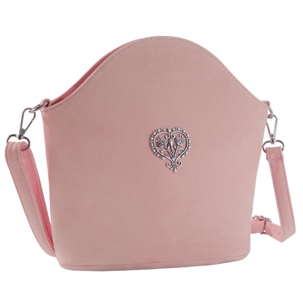 tectake Håndtaske velour-look med hjerte -  lyserød Light pink one size