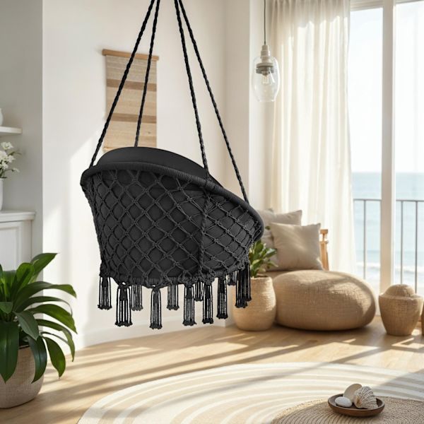 tectake Hængestol Samira -  sort Black