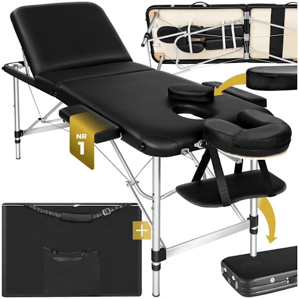 tectake Massagebriks i aluminium med 3 zoner, 5 cm polstring + taske -  sort Black