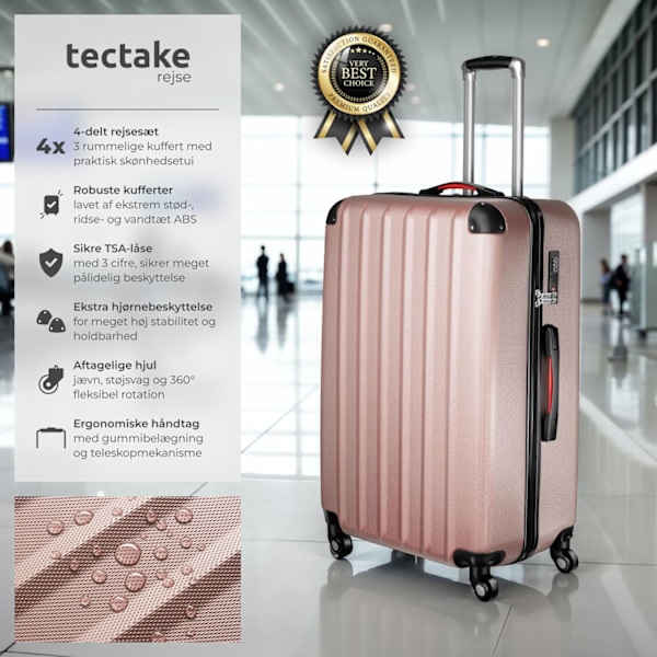 tectake Kuffertsæt Pucci 4 dele -  rødguld RoseGold