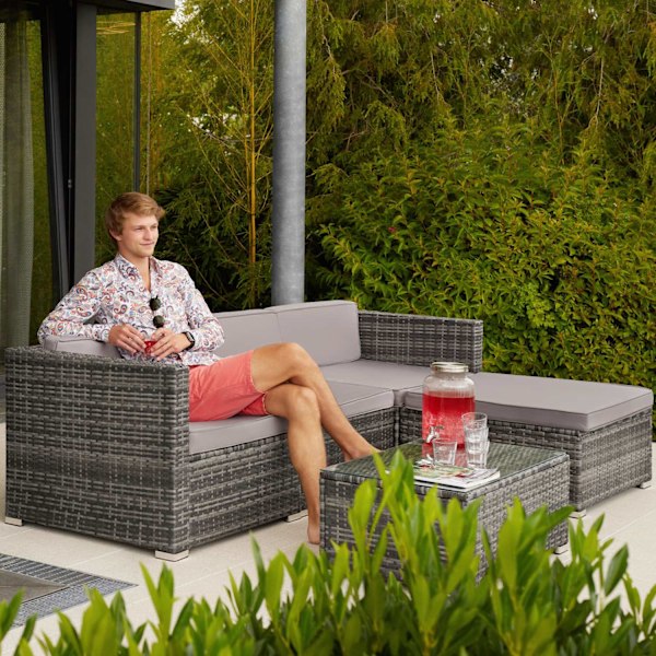 tectake Polyrattan havesofa Firenze -  sort/grå Grey