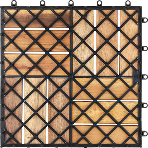 tectake Sæt med 20 terrassebrædder, Tabula akacietræ, 12 lameller Brown