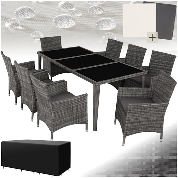 tectake Polyrattan loungesæt Menorca -  grå Grey