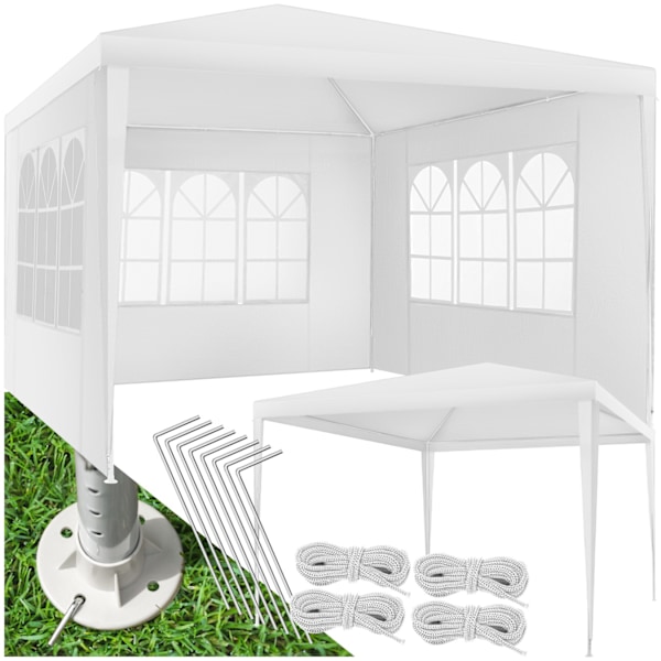 tectake Havepavillon Baraban 3x3m med 3 sidepaneler -  hvid White