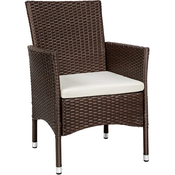 tectake 2 polyrattan havestole + hynder med 2 sæt betræk -  brun/beige Beige
