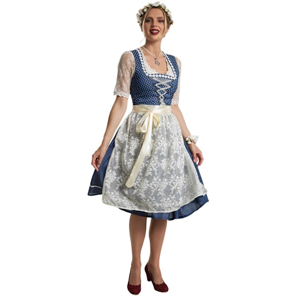 tectake Kvinde midi dirndl kostume Kleinwalsertal model 2 White S