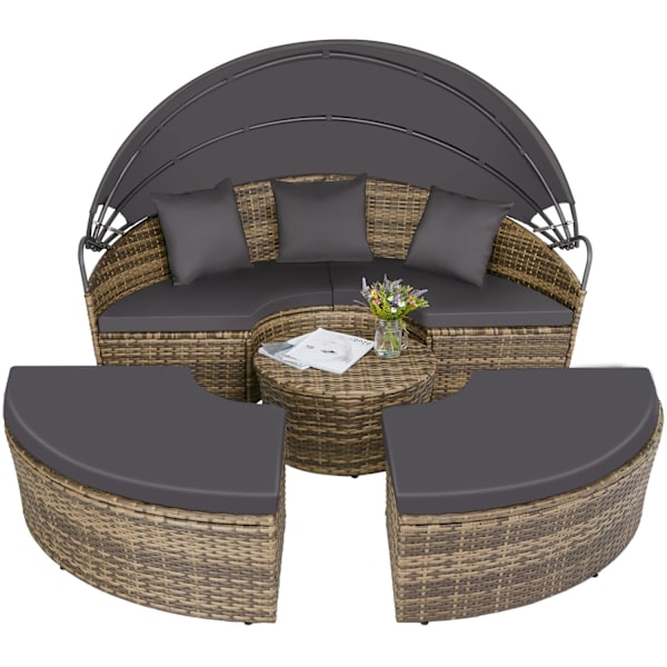 tectake Rund daybed i polyrattan Santorini -  natur Nature