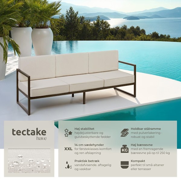 tectake Loungesofa Comosa, 3-personers, XXL-polstring Beige