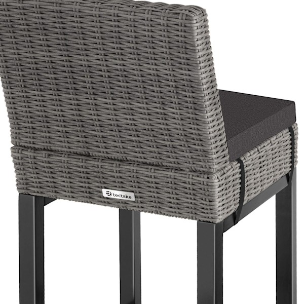 tectake Barstol Latinan i polyrattan -  grå Grey