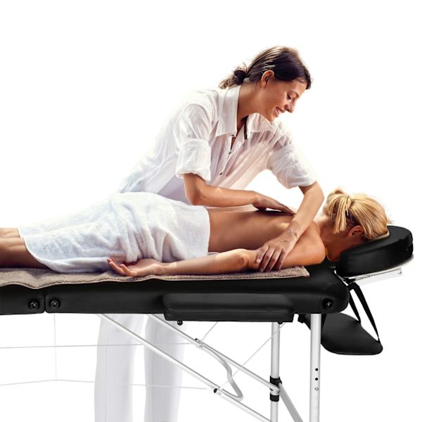 tectake Massagebriks med 2 zoner, polstring, massageruller og aluminiumsstel -  sort Black