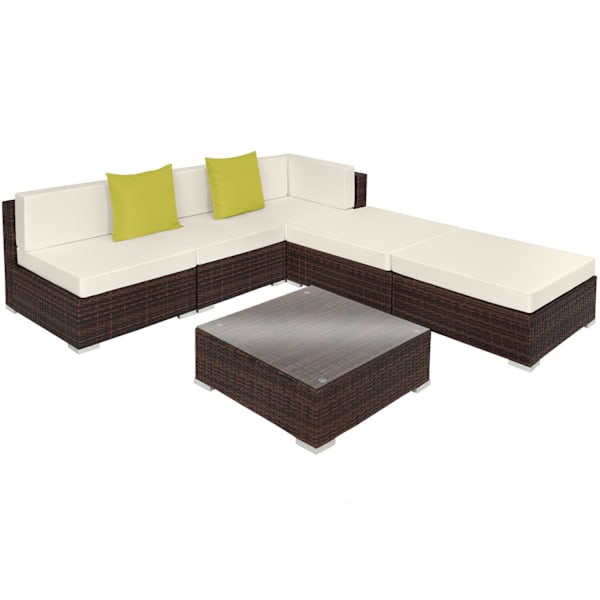 tectake Polyrattan loungesæt Paris - brunmeleret brunmeleret Brown