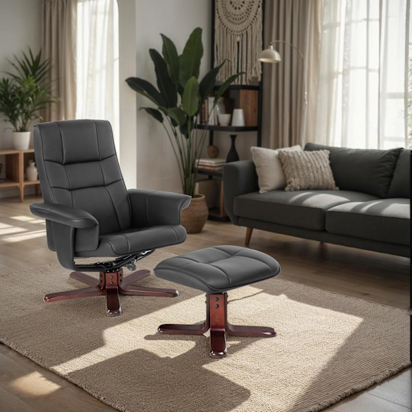 tectake Lænestol med skammel Model 1 -  sort/brun Brown