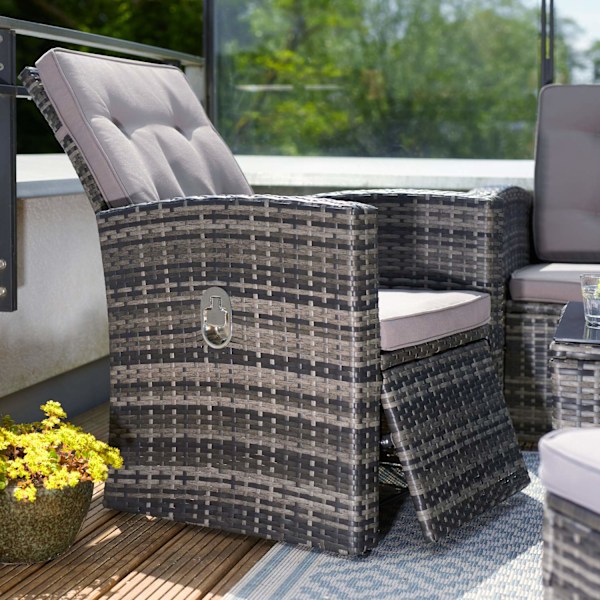 tectake Polyrattan loungesæt Bari -  grå Grey