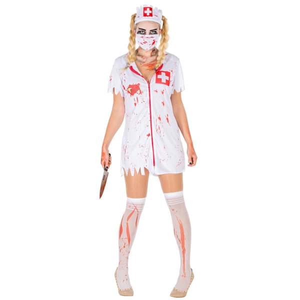 tectake Blodig sygeplejerske Halloweenkostume White L