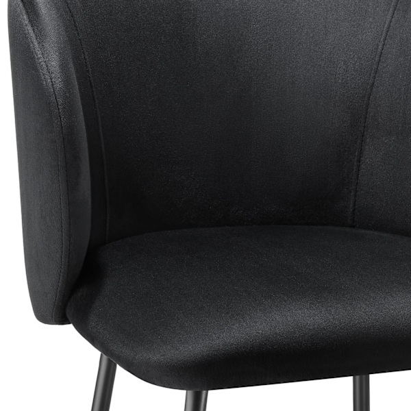 Barstol Luana, med rygstøtte, velour look - sort/sort,Sæt med 4 stk. Black