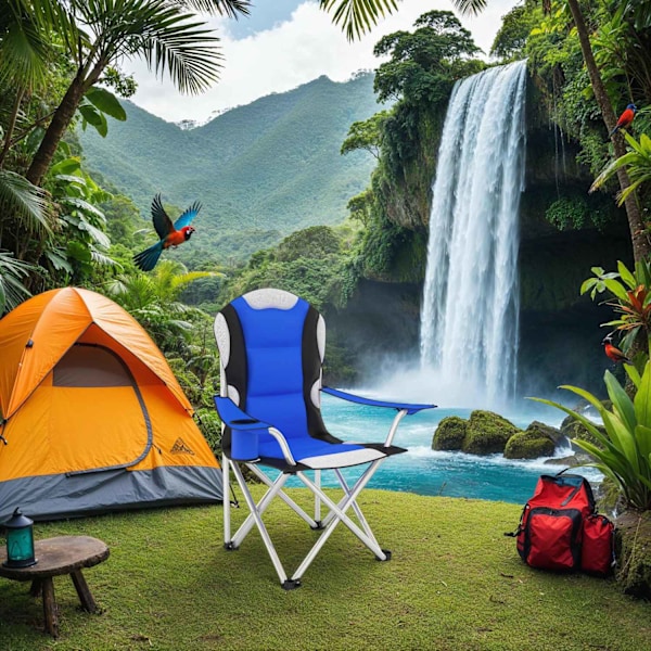 tectake Polstret campingstol -  blå Blue
