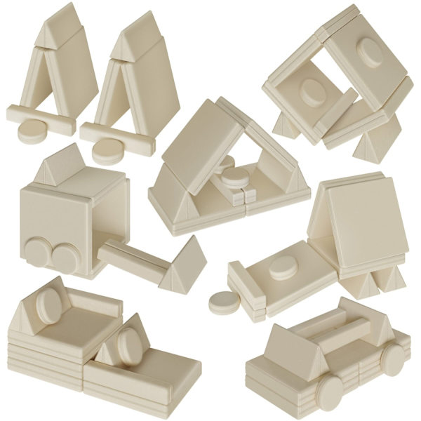 tectake Børnesofa Lilly, 8-delt, med sovefunktion - 160 cm Beige