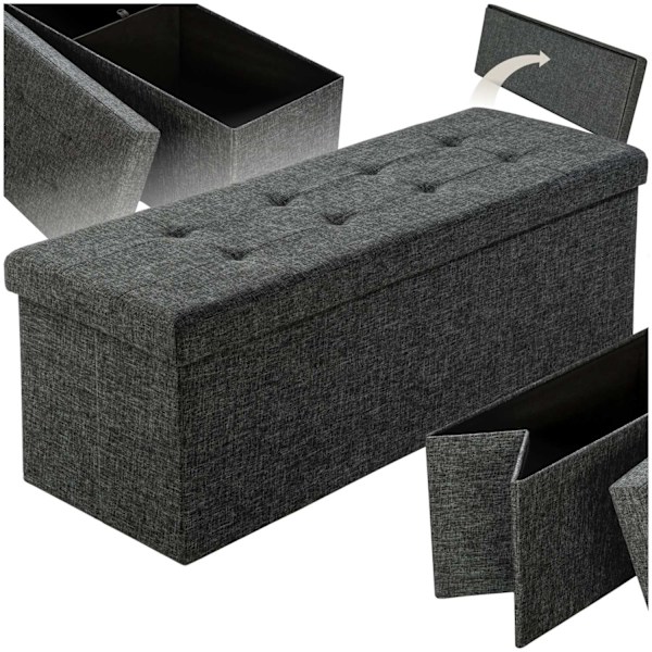 tectake Foldbar puf med opbevaring 110x38x38cm -  mørkegrå Dark grey